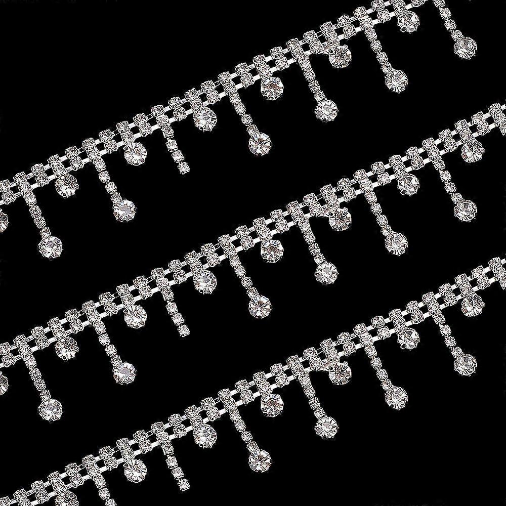 Iron Rhinestone Cup Chains Tassel Silver 1805x11~22x3.5mm