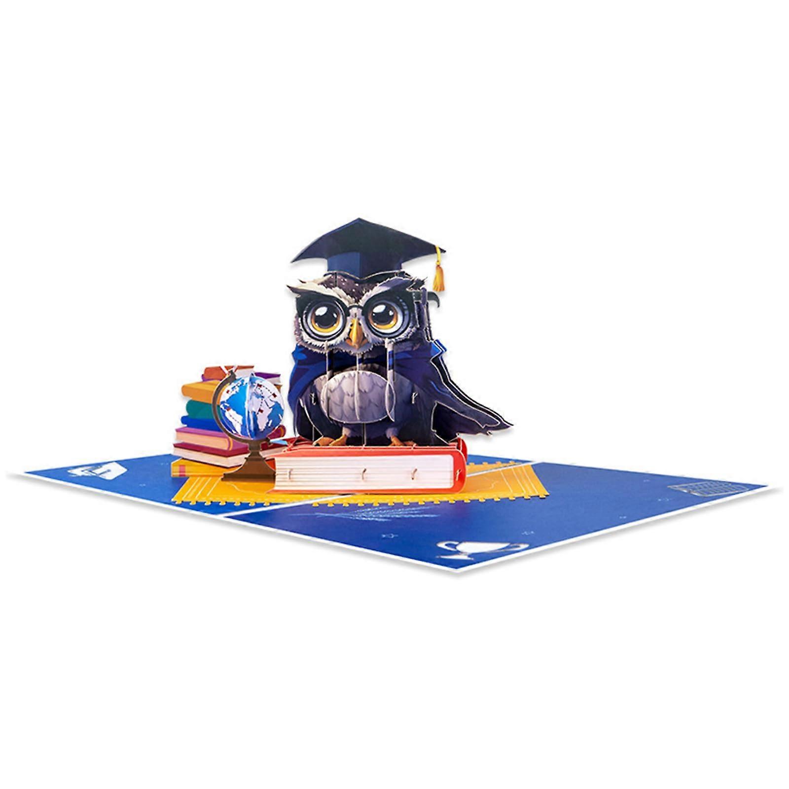 Graduation Card with Captivating 3D Owl Design for Party Celebration Includes Envelope
