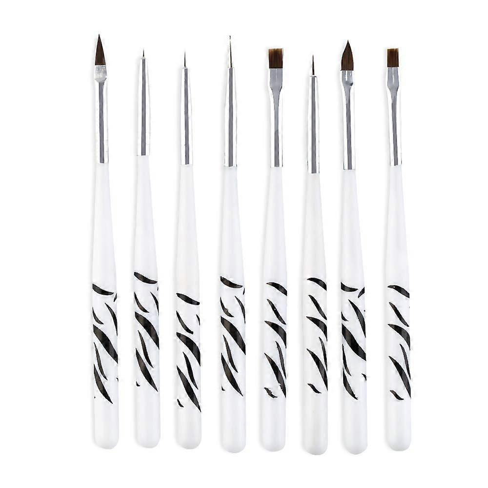Zebra Acrylic Panel 8pcs Nail Art Brush Set for Gel and Acrylic with EyeCatching Pattern