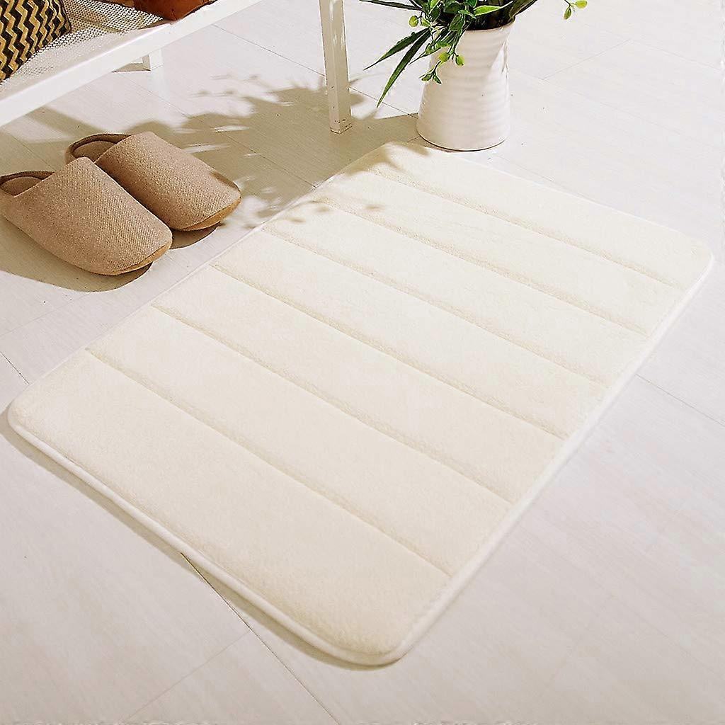 White Non Slip Microfiber Bath Mat 40x60cm Extra Soft Memory Foam Bathroom Rug Quick Absorbent