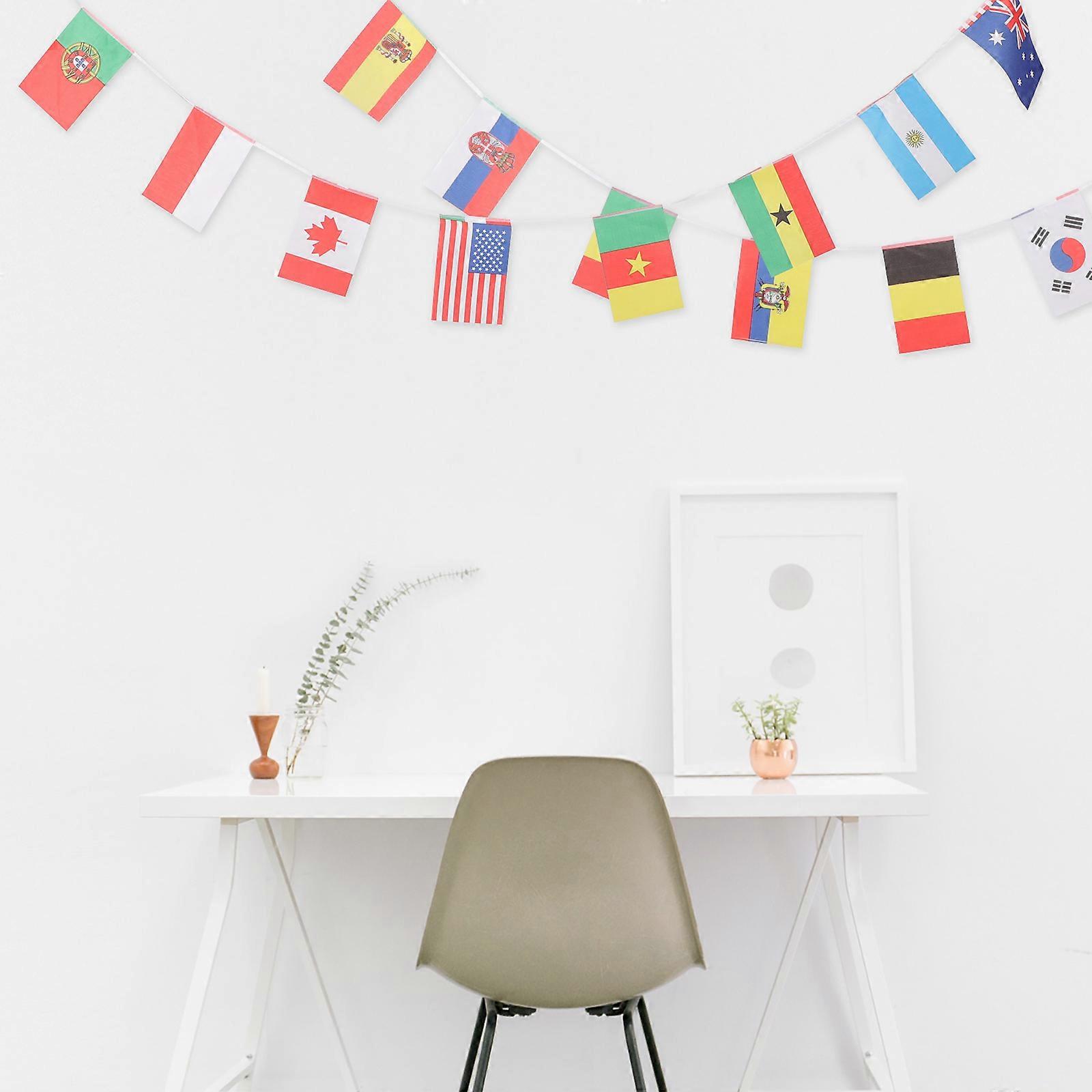 World Flag Banner Decoration Featuring Rectangular Shape For Soccer Events 21.00X14.00CM Polyester Material With 1 Set