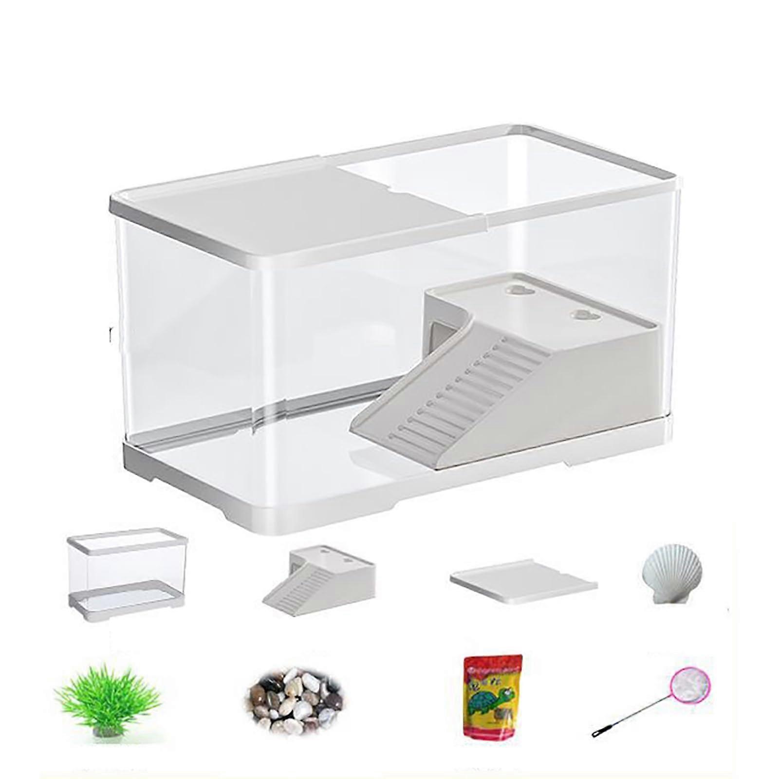 UltraClear Turtle Tank with Basking Platform and Easy Drain System for Small Pets MediumB