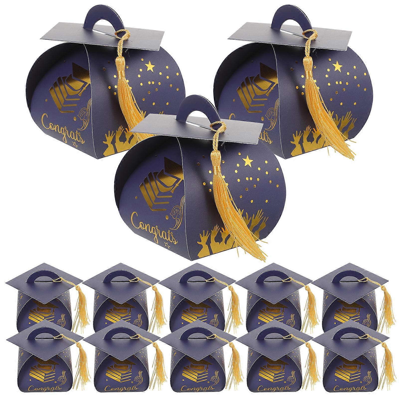 Grad Candy Boxes Graduation Paper Candy Boxes with Tassel 50Pcs for Decoration