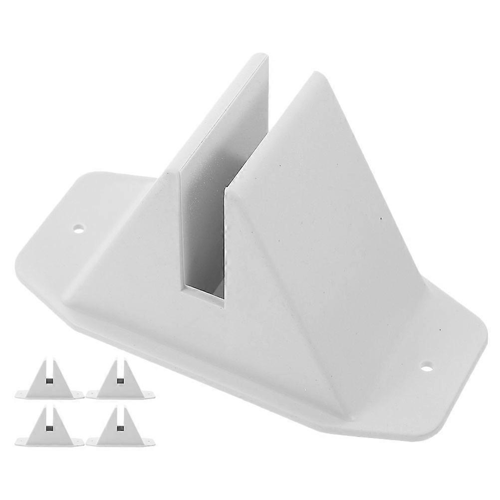 Garden Fence Post Base White Plastic Holder for Railing 5Pcs Kit