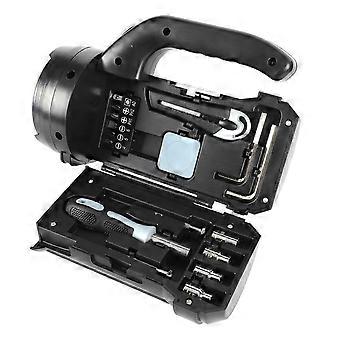 Lampe de camping compacte et performante, lampe torche portable d'urgence en acier au carbone et ABS noir (1 ensemble)