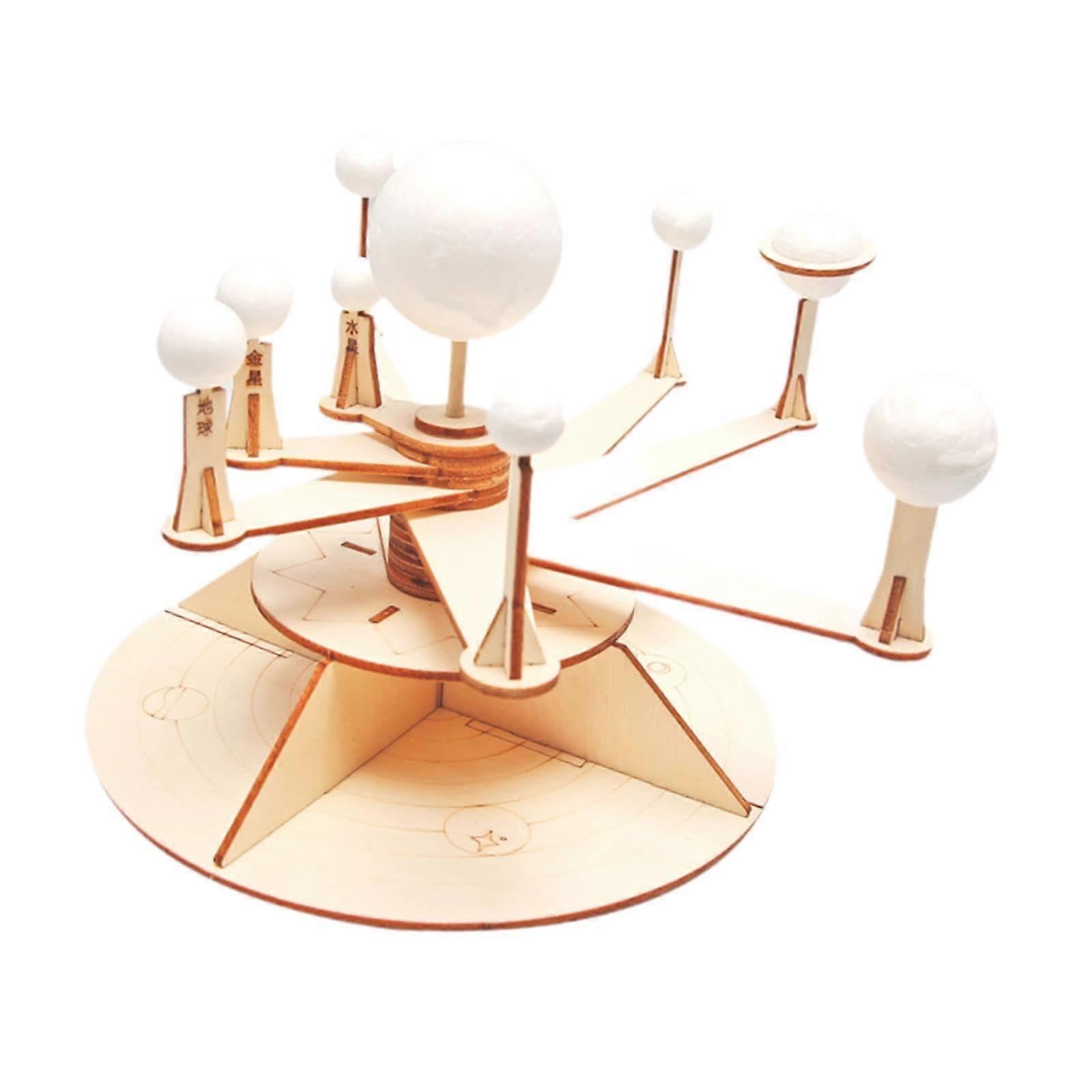 DIY Wooden Solar System Model Kit for Students, Educational Planetary Motion Science Toy, STEM Learning