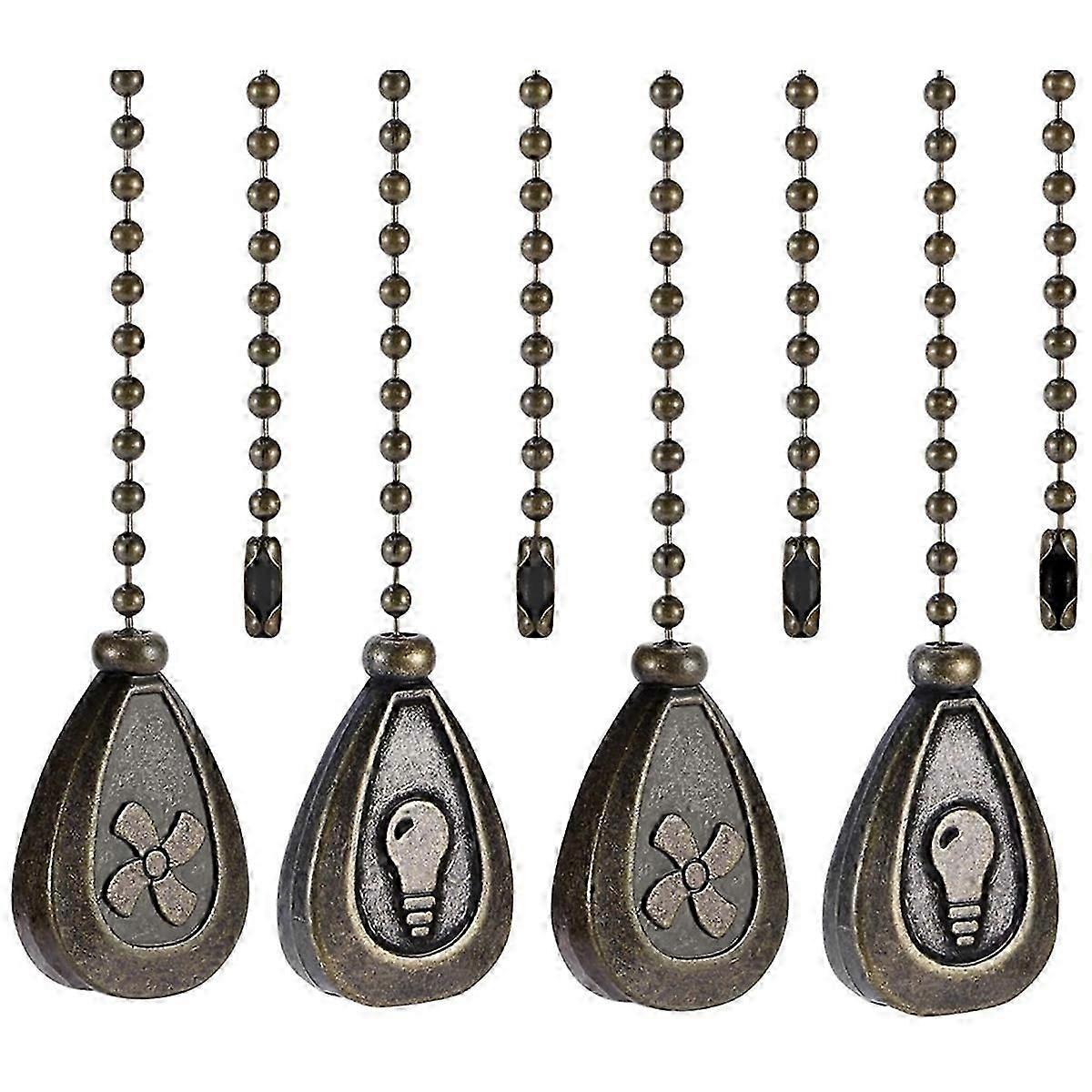 4 Pack Bronzed Ceiling Fan Pull Chain Extension, Classic Drop Shaped Pendant Pull Chains for Ceiling