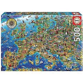 Puzzle - EDUCA - La Carte Folle de l’Europe - 500 pièces - Thème Voyage et cartes