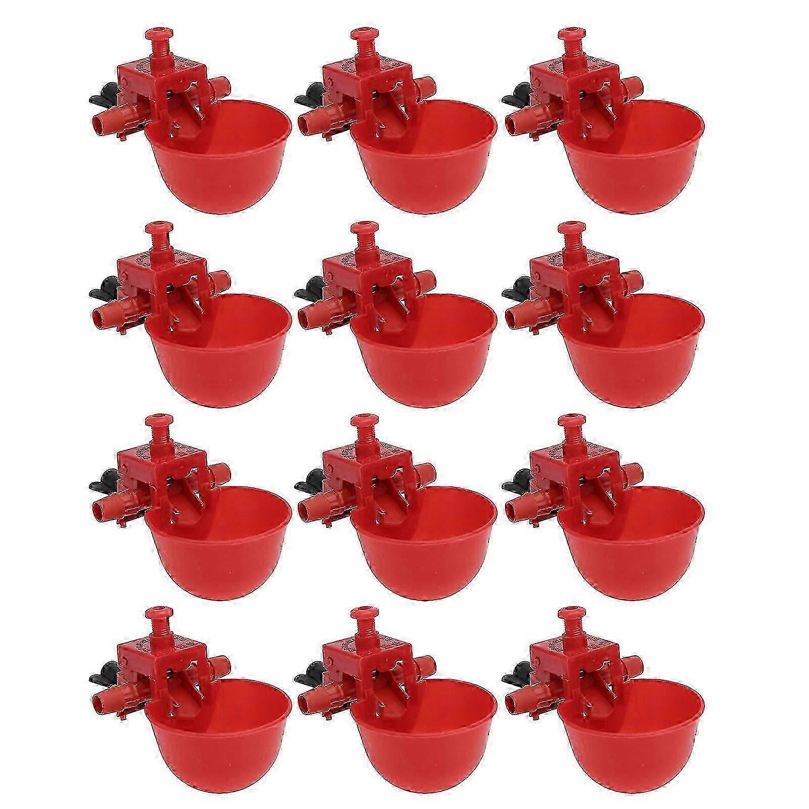 Red Automatic Drinking Bowl for Poultry Waterer 12Pcs Adjustable