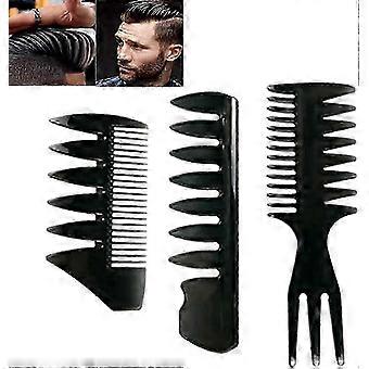 2026 5Sj 2026 5Sj 3-teiliges Herren-Styling-Kamm-Set, Schwarzer Pompadour-Kamm, Herrenkamm, Kamm mit breiten Zinken, Streaker-Kamm, Afro-Haar-Friseurkamm