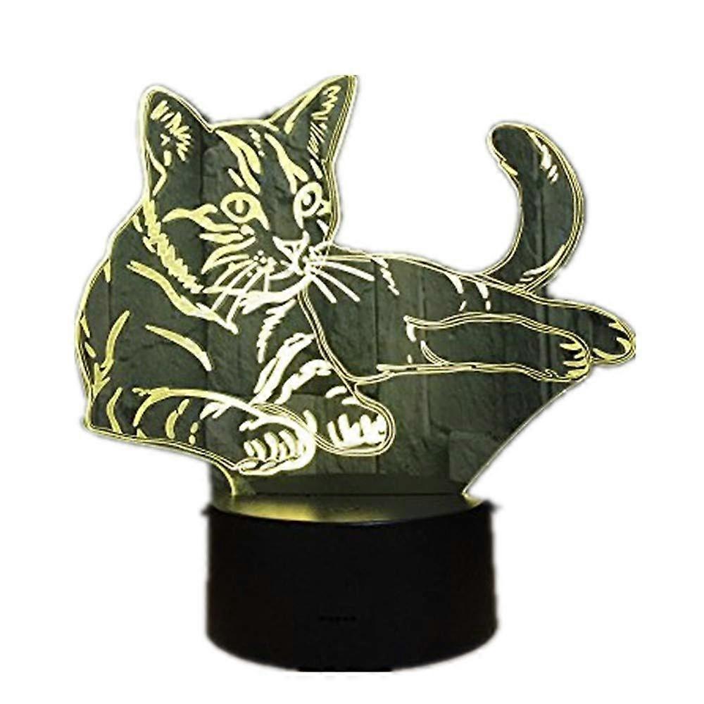 Touch LED Cat Lamp 3D Illusion Light with Color Changing Function