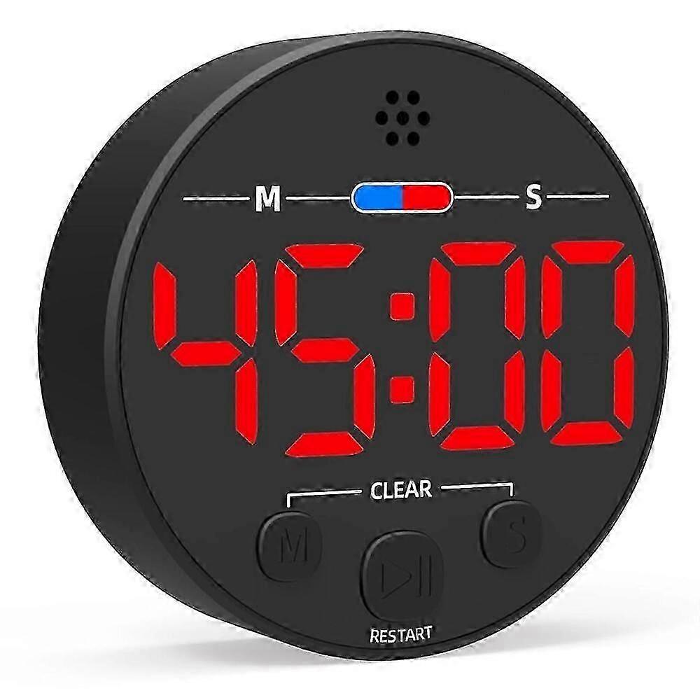 Digital Timer with 3-Inch LED Display, Magnetic Back, Adjustable Alarm, Memory Function, Red - for Kitchen, Classroom, Gym