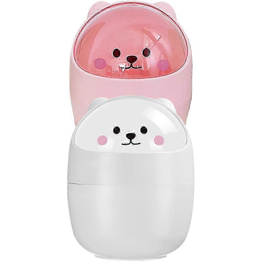 Plastic Small Trashcan Bedside Garbage Can for Desktop 2Pcs Set
