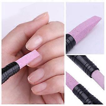 Double Nail Cuticle Remover Pusher Head Quartz Scrubs Stone Pen Stick Grits Manicure Polish Pedicure