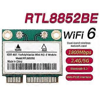 RTL8852BE Network Card WiFi 6 1800Mbps BT 5.2 Dual Band Wireless MiniPCIe 802.11ac/Ax 2.4G/5Ghz -MIMO for Win 10 Pcie