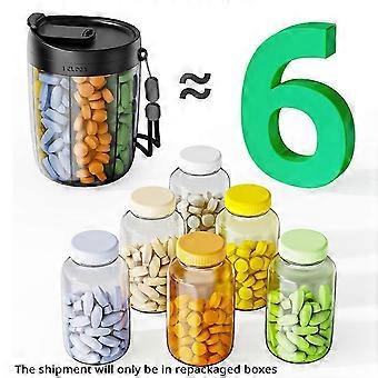 6 Grids Large Pill Cup Bottle Organizer Supplement Organizer for Holding 7 Various Vitamins Travel Pill Case Box