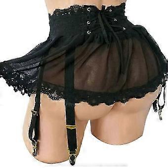 26-27 Women Sexy Lingerie Sheer Skirt Adjustable Straps Lace-Up Mini Dress