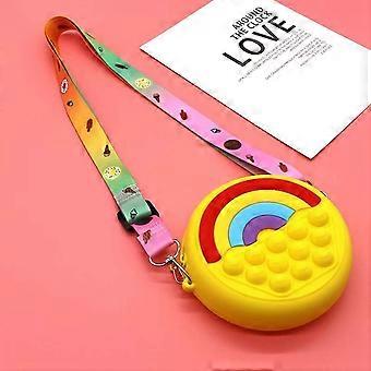KATEA Pop Geldbörse, Pop Bag Fidget Toy, Pop Umhängetasche Bubble Spielzeug für Mädchen Frauen, schöne sensorische Silikon Cartoon Tasche Spielzeug für Studenten Kinder (gelb)