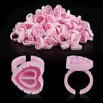 100PCS Glue Rings Lash Rings for Glue Glue Rings for Eyelash Extensions Eyelash Glue Holder Lash Glue Rings Smart Glue Cups (Pink)