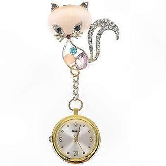 Reloj de solapa con diseño de dibujos animados, 1 unidad, con broche colgante, compatible con enfermeras.