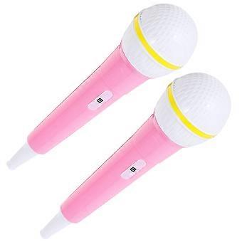 Simulated Microphone Toy for Kids Playing 2Pcs Pink PVC Pretend Play Mic