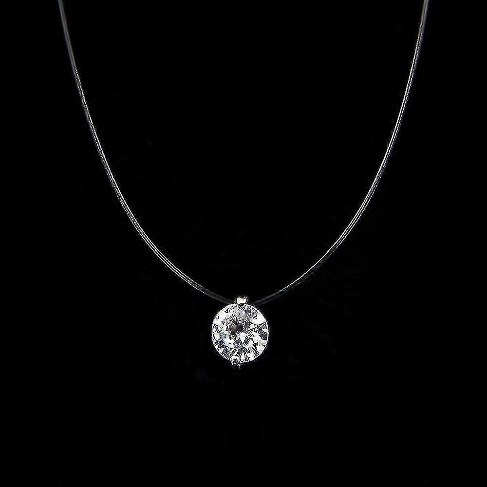 Colar de strass invisível de prata transparente