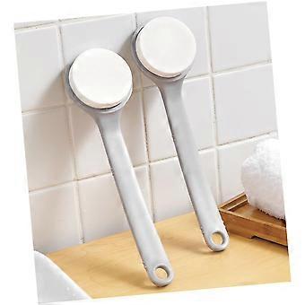 Bath Brush with Long Handle PVA Sponge Shower Body Scrubber for Exfoliating Back and Feet Grey