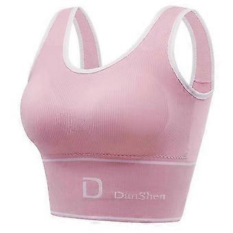 Soutien-gorge de sport pour femme, débardeur de fitness/gym, crop top rembourré, antichoc et respirant, idéal pour le sport, la course à pied et le yoga, rose, taille XL