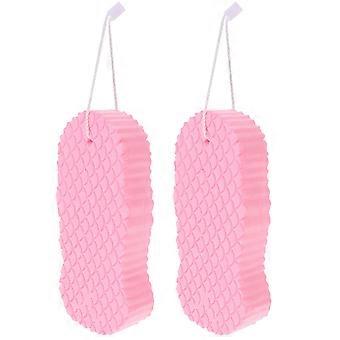 Esponja de limpeza corporal para bebês, macia e esfoliante para banho, pacote com 2 unidades, esponjas de PVA rosa.