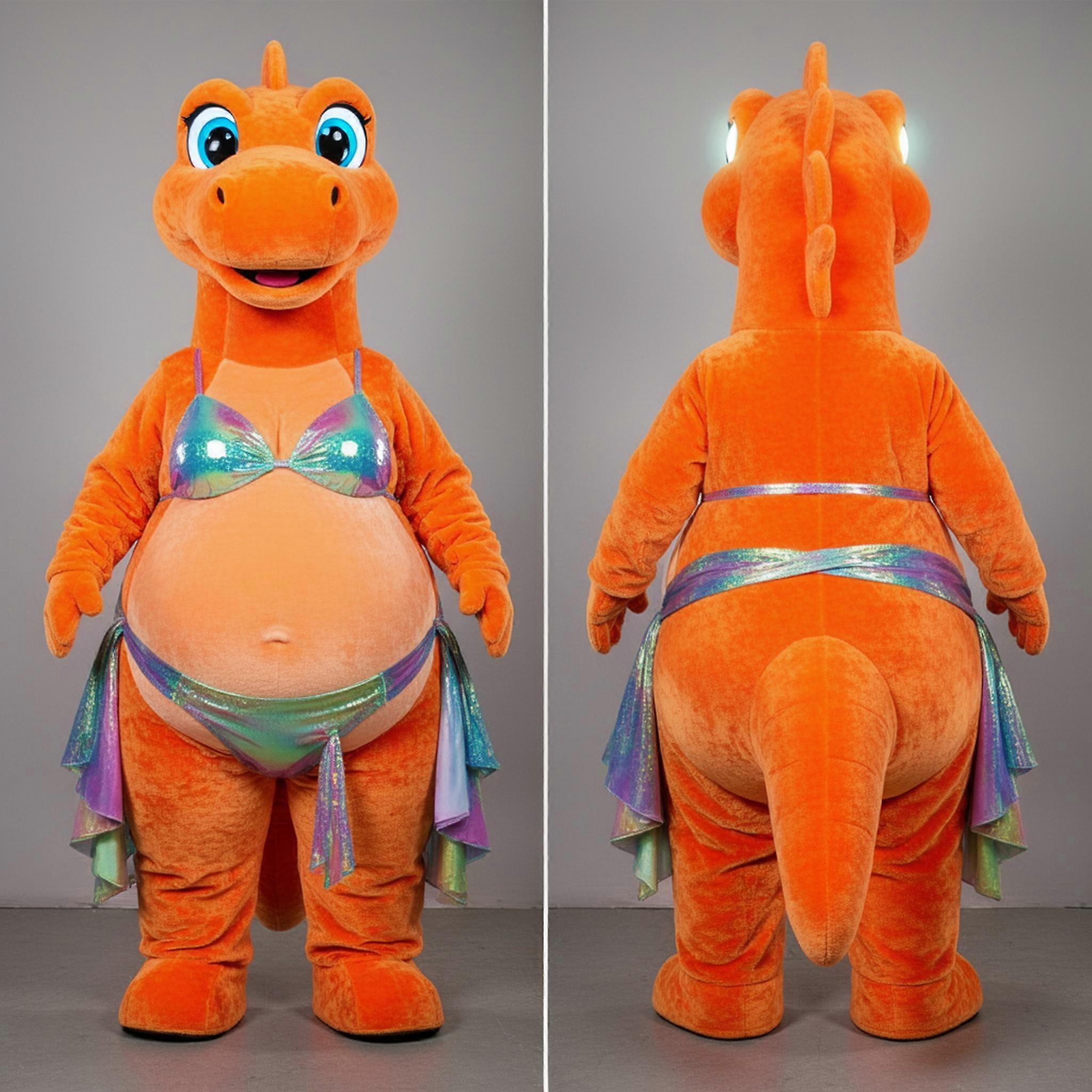 MASTICOT Rust Orange Playful Loch Ness Monster Mascot
