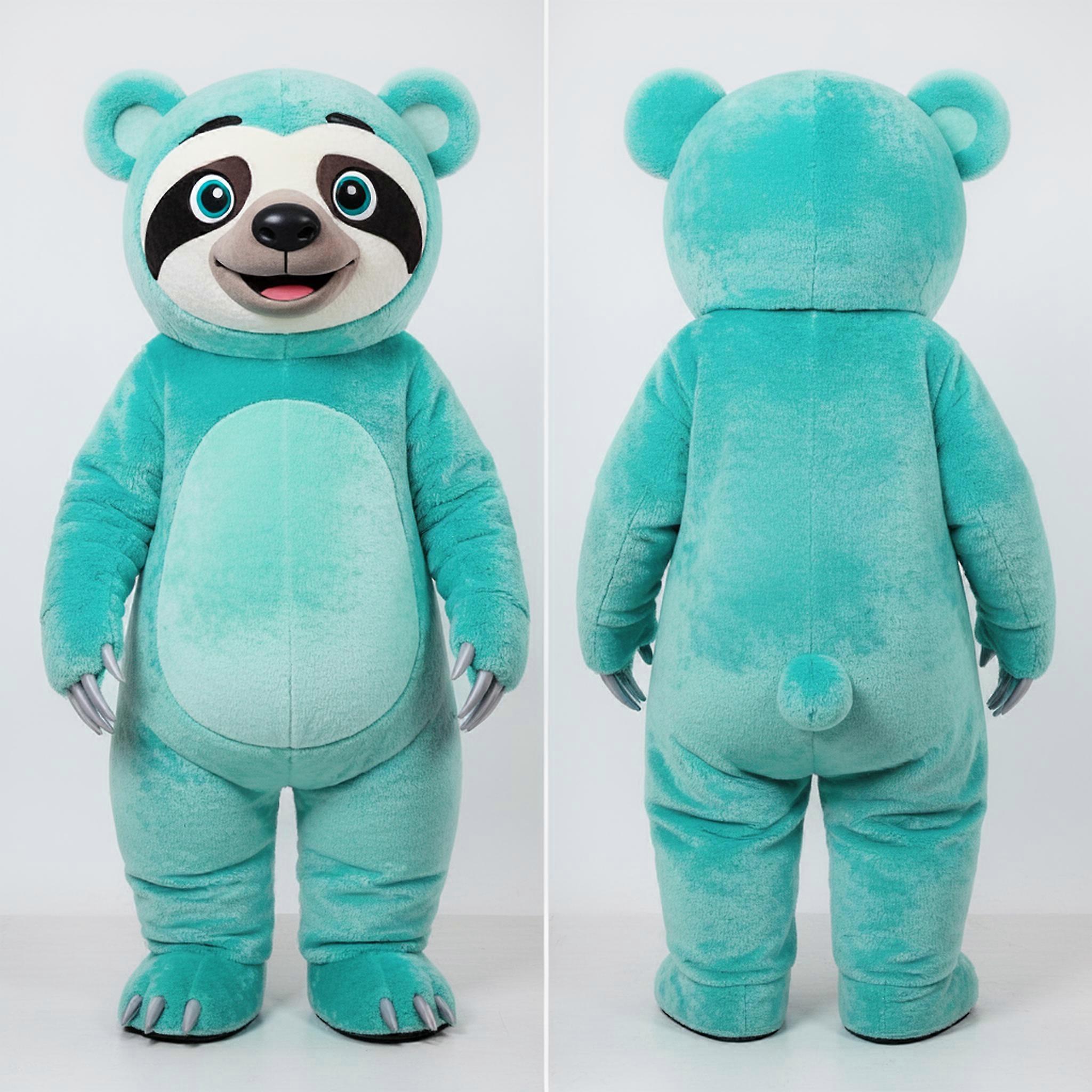 MASTICOT Jade & Sky Blue Cartoon Sloth Bear Mascot