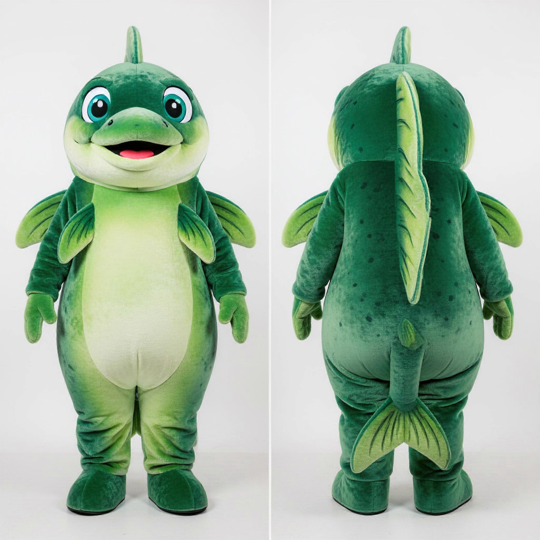 MASTICOT Emerald Green Playful Salmon Mascot