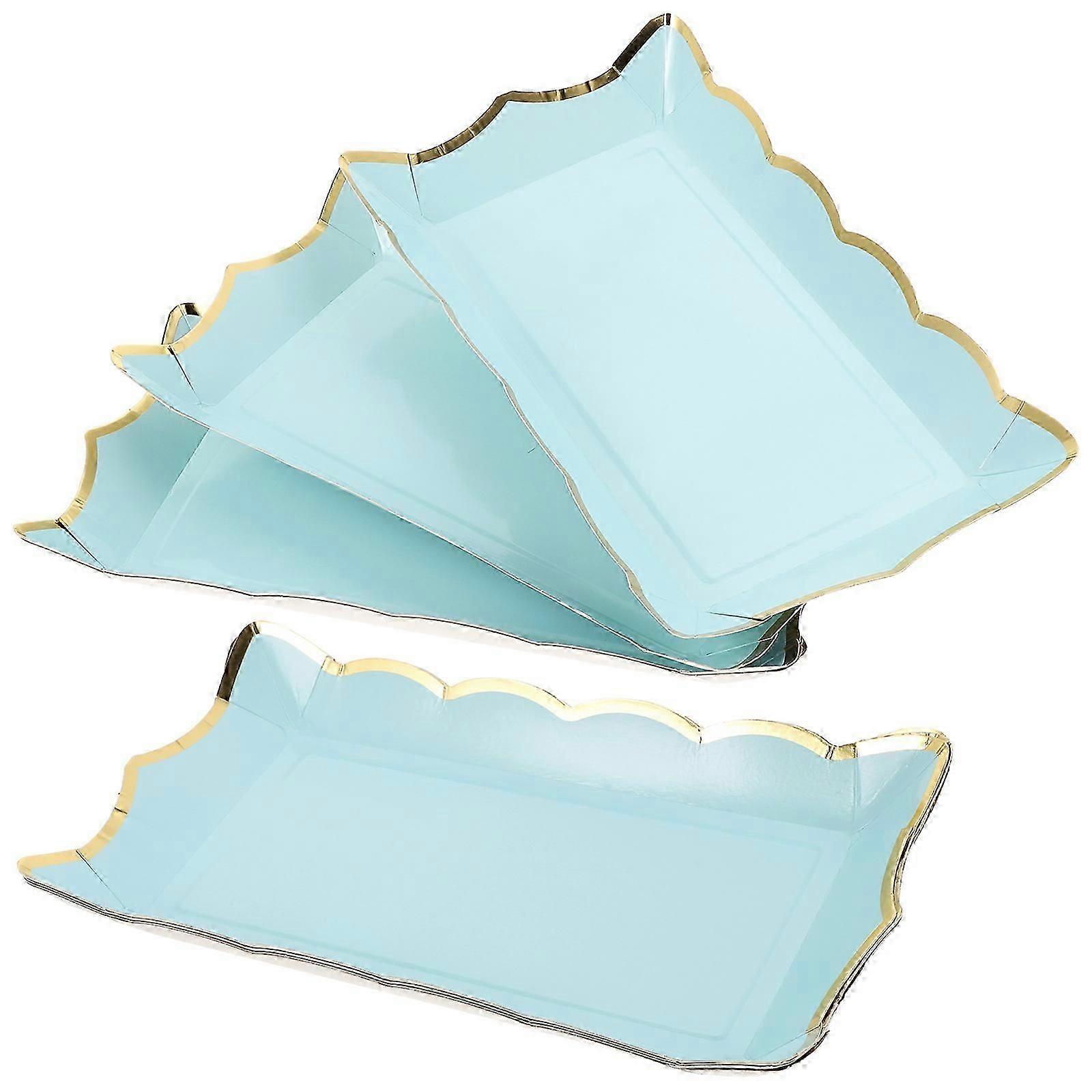 Blue Cardboard Platters for Parties 4Pcs Rectangle