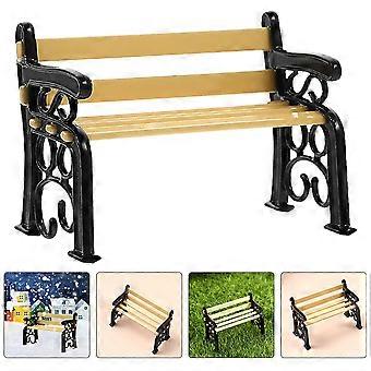 Mini House Black Wooden Bench for Playing Metal Miniature Furniture