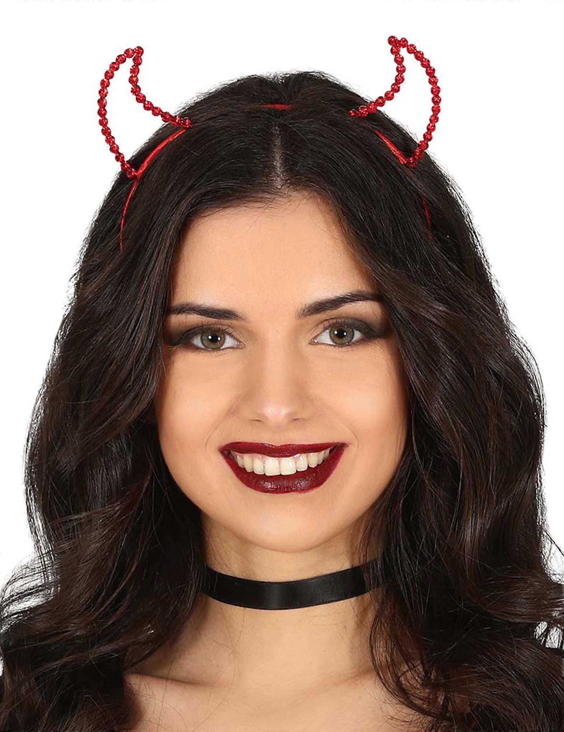 Women's red rhinestone devil headband