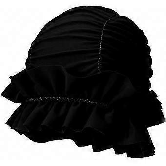 Swim Cap 1-Piece for Adult Women with Ruffled Edges, Nylon Cloth Bathing Hat, Elastic Comfort, Keep Hairstyle Unchanged