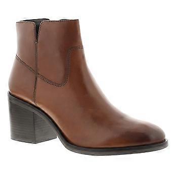 Clarks Womens Ankle Boots Valvestino Lo Dark Tan Leather Zip Fastening
