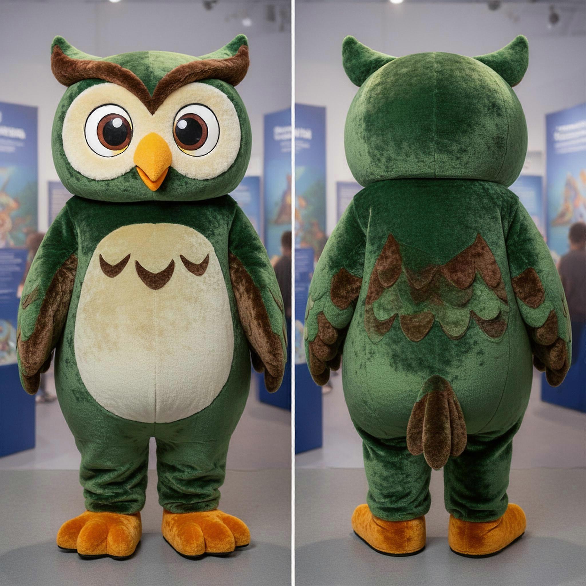 MASTICOT Forest Green Wise Owl Mascot