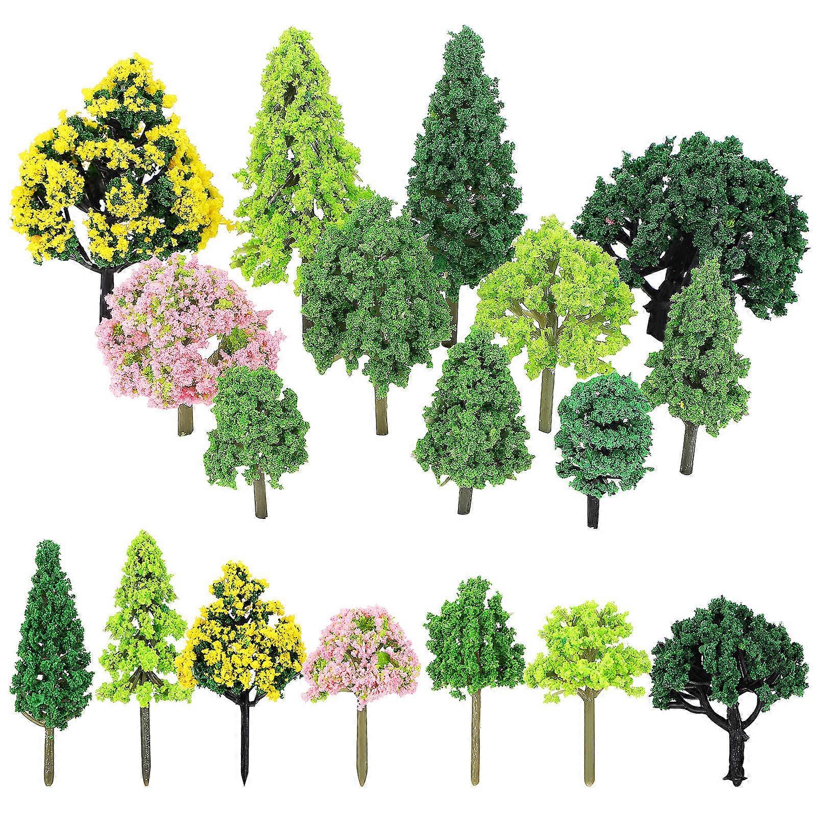Model Trees Mixed Plastic Mini Trees for Diorama Scenery 55Pcs Set