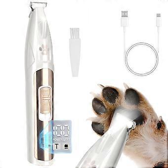 Pet Hair Trimmer, Rechargeable Silent Cordless Grooming Tool with LED Light and Digital Display for Dog and Cat Paws, Eyes, Ears, Face