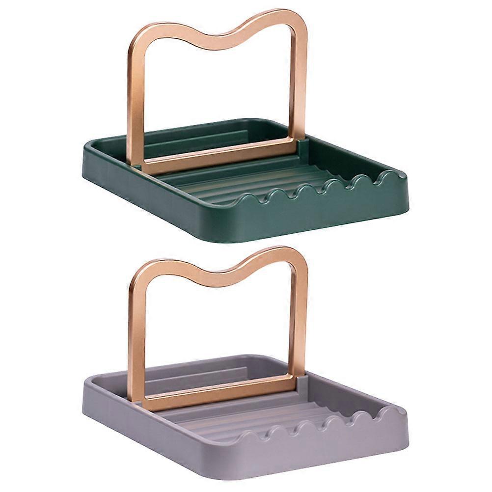 Kitchen Counter Foldable Lid Spoon Holder Pot Lid Rack 2Pcs Assorted