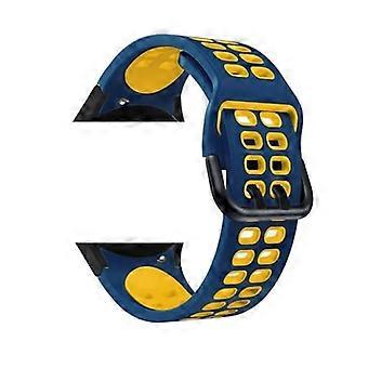 No Gap Silicone Band for Galaxy Watch 7/6/5/4 44mm 40mm Midnight Blue Yellow DualColor Comfortable Strap