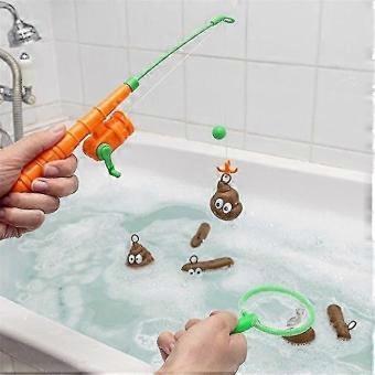 Bathtub Fun Fishing Toy for Kids Floating Poop Game with Net