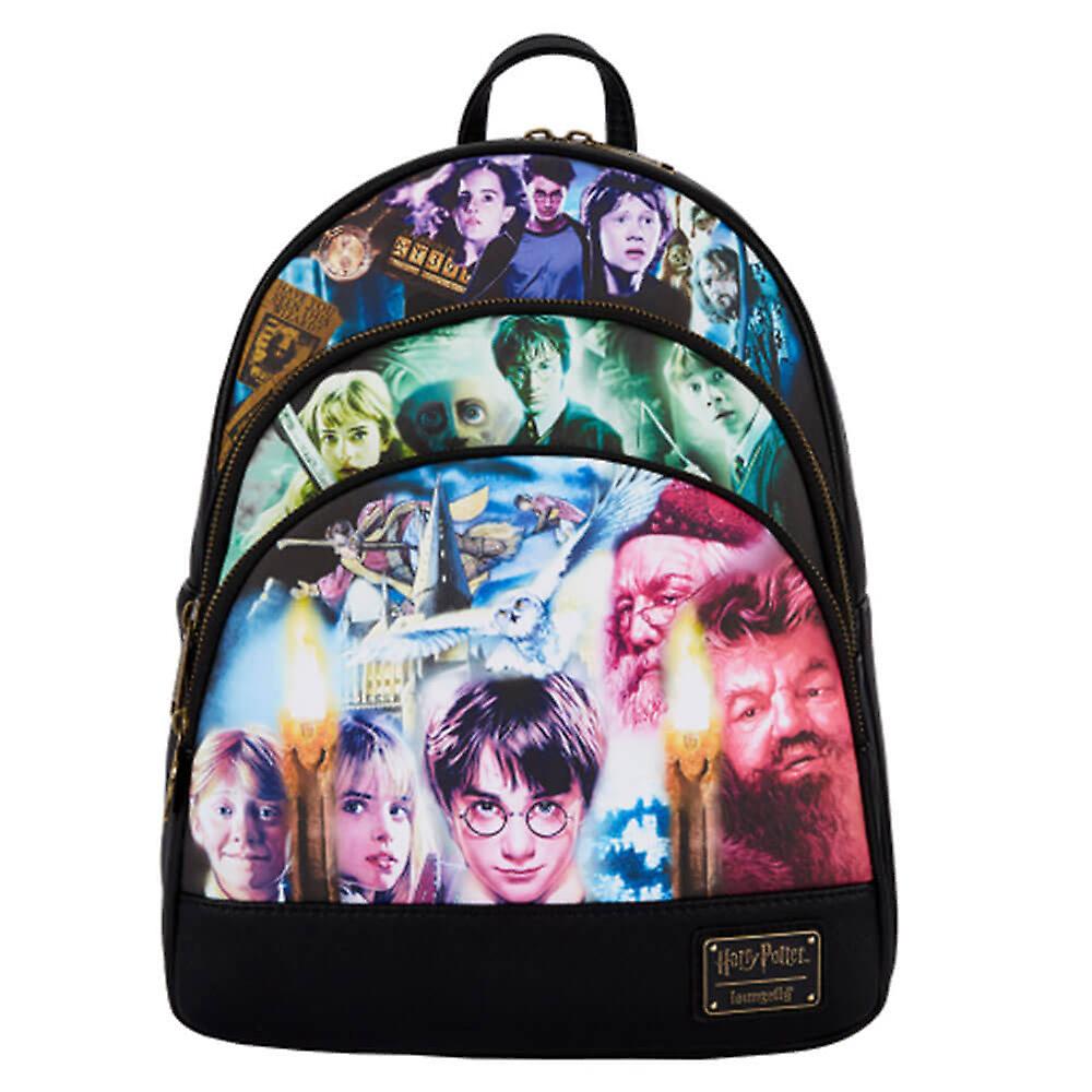 Harry Potter Trilogy Triple Pocket Faux Leather Mini Backpack (29x35x10cm)