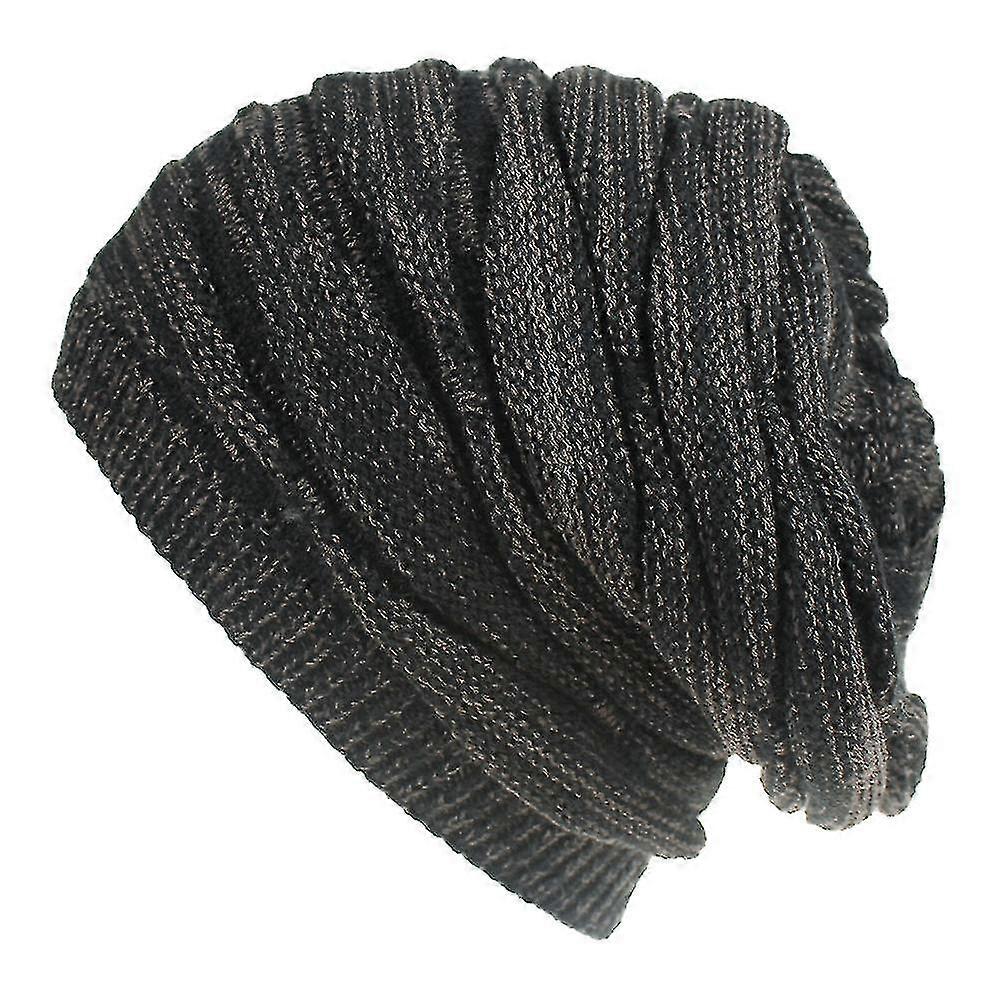 Cappello invernale slouchy beanie con pile foderato, maglia calda morbida elasticizzata Chunky Skull Cap per uomini e donne coda di cavallo