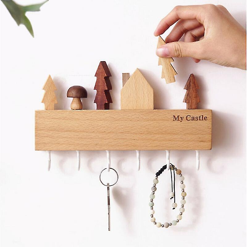 Creative Nordic Wall-mounted Beech Punch-free Entry Key Storage Hook