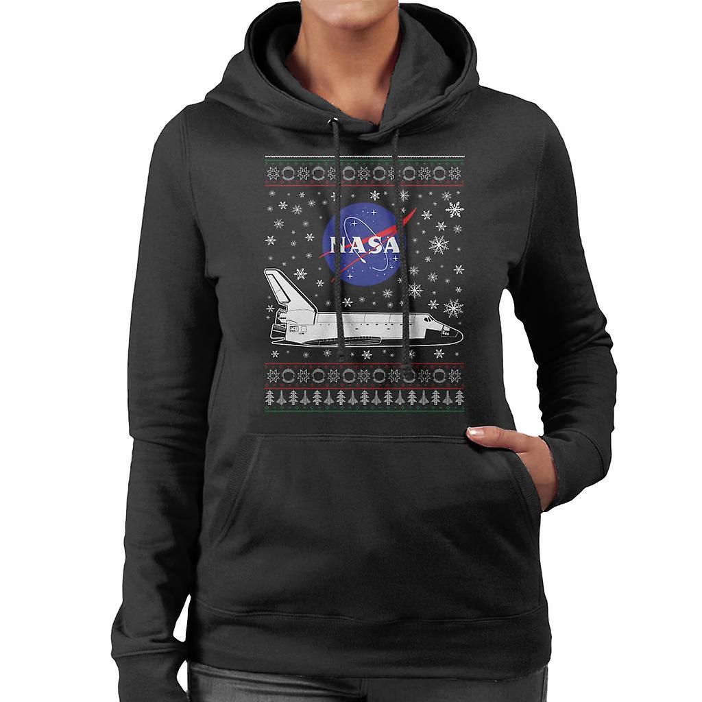 NASA Logo And Shuttle Christmas Knit Pattern Women's Hooded Sweatshirt