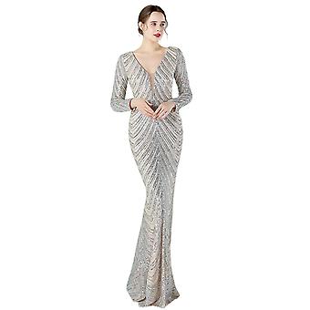 Kaxidy Womens Dresses Plus Size Evening Gowns Fishtail Long Sleeve Sequin  Maxi Wedding Dress | Fruugo US