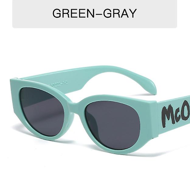 Ins Fashion Women's Retro Sunglasses Personality Alphabet Print Decorative Sunglasses Men's Trend Oval Small Frame Glasses