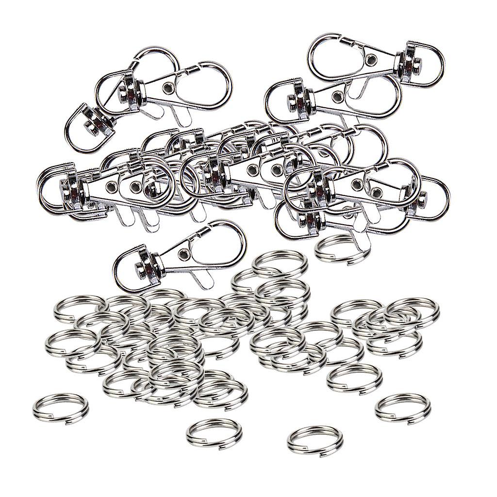 100 Trigger Clips Snap Hooks Lobster Clasp 9mm+100 Split Key Rings 12mm